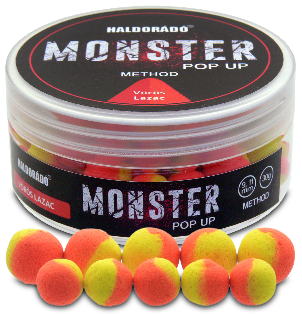 Haldorádó MONSTER Pop Up Method 9, 11 mm - Vörös Lazac - Červeny Losos